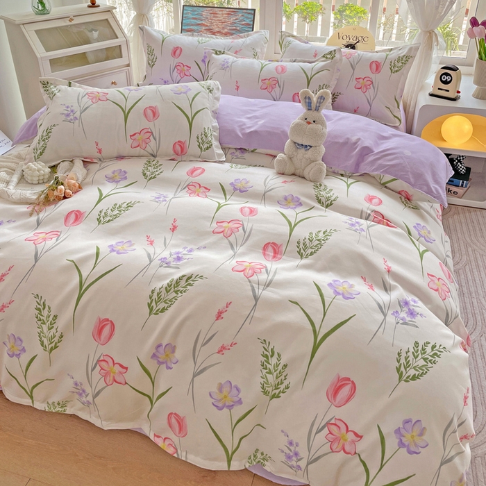 91家纺网 家纺一手货源 找家纺 文黛家居 2025新款植物羊绒小版花四件套 欣然花开