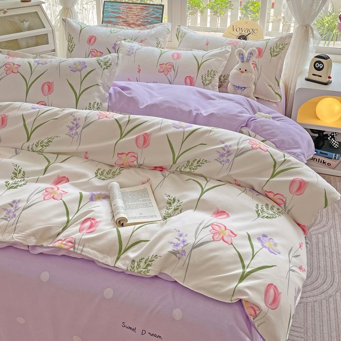 91家纺网 家纺一手货源 找家纺 文黛家居 2025新款植物羊绒小版花四件套 欣然花开