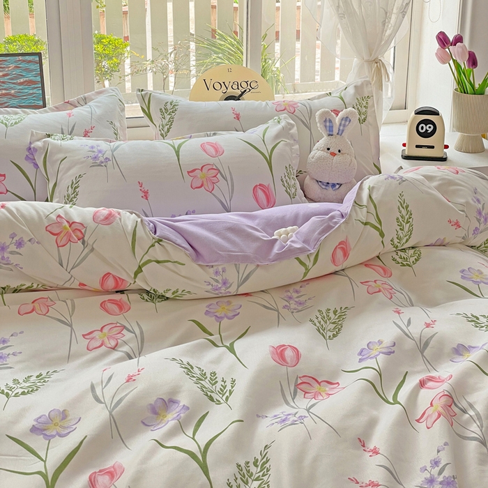 91家纺网 家纺一手货源 找家纺 文黛家居 2025新款植物羊绒小版花四件套 欣然花开