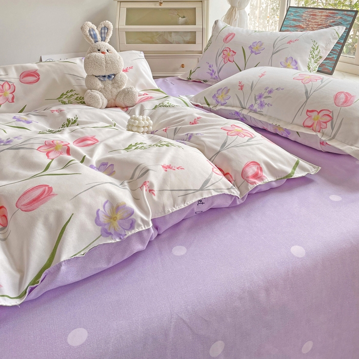 91家纺网 家纺一手货源 找家纺 文黛家居 2025新款植物羊绒小版花四件套 欣然花开