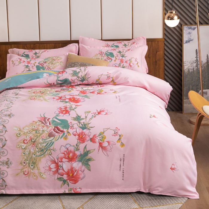 91家纺网 家纺一手货源 找家纺 文黛家居 2025新款-植物羊绒大版花四件套 百鸟朝凤