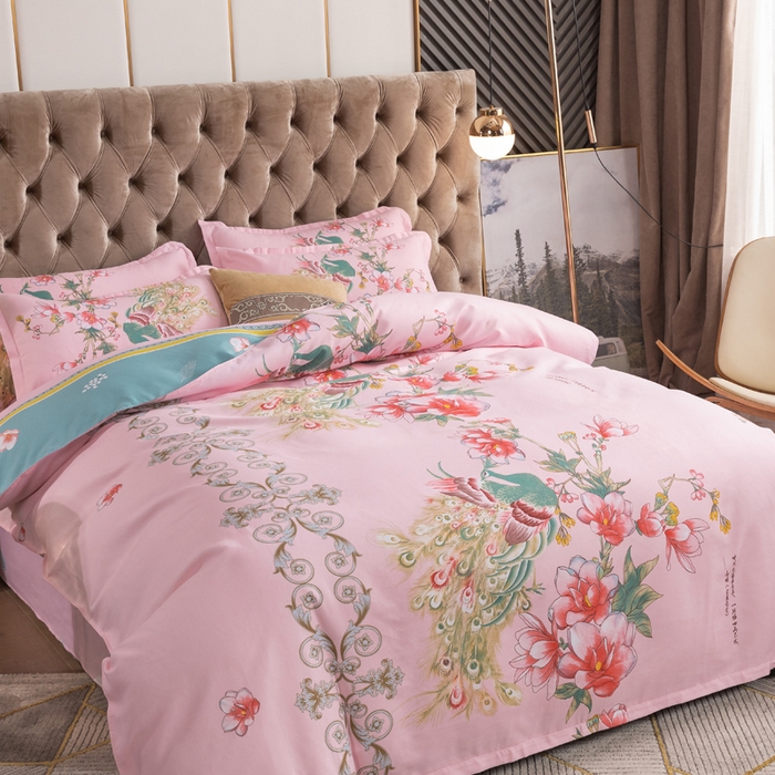 91家纺网 家纺一手货源 找家纺 文黛家居 2025新款-植物羊绒大版花四件套 百鸟朝凤