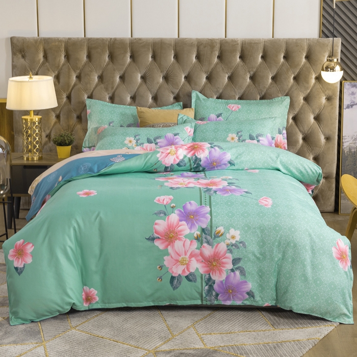 91家纺网 家纺一手货源 找家纺 文黛家居 2025新款-植物羊绒大版花四件套 晨幕花间