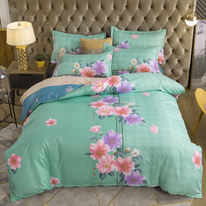 91家纺网 家纺一手货源 找家纺 文黛家居 2025新款-植物羊绒大版花四件套 晨幕花间