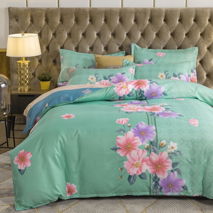 91家纺网 家纺一手货源 找家纺 文黛家居 2025新款-植物羊绒大版花四件套 晨幕花间