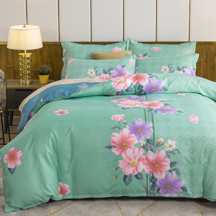 91家纺网 家纺一手货源 找家纺 文黛家居 2025新款-植物羊绒大版花四件套 晨幕花间