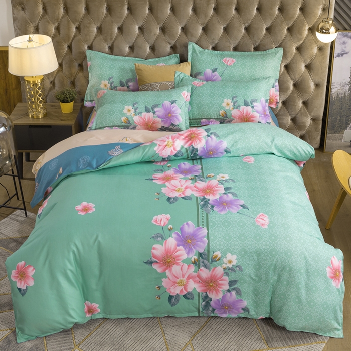 91家纺网 家纺一手货源 找家纺 文黛家居 2025新款-植物羊绒大版花四件套 晨幕花间