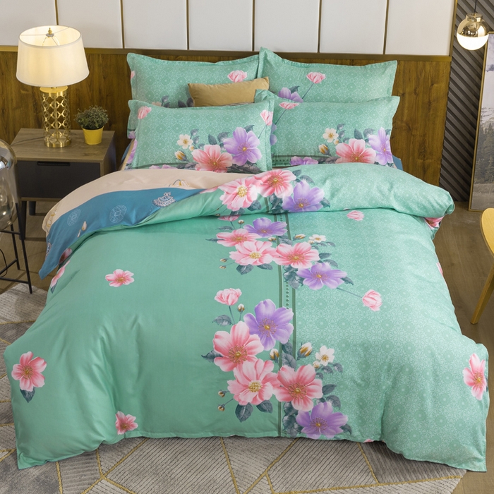 91家纺网 家纺一手货源 找家纺 文黛家居 2025新款-植物羊绒大版花四件套 晨幕花间