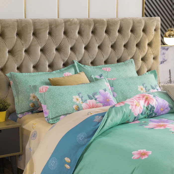 91家纺网 家纺一手货源 找家纺 文黛家居 2025新款-植物羊绒大版花四件套 晨幕花间