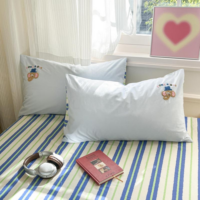 91家纺网 家纺一手货源 找家纺 （总）泽西2025新品全棉套件条纹多巴胺卡通毛巾绣宿舍学生三件套纯棉四件套