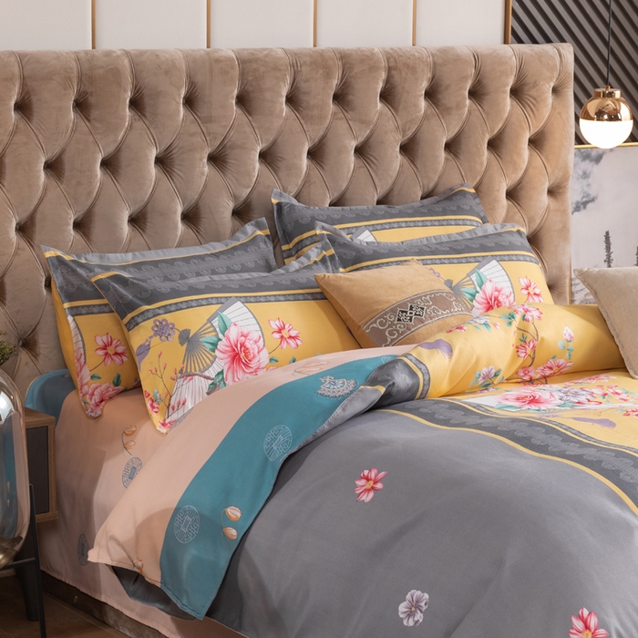 91家纺网 家纺一手货源 找家纺 文黛家居 2025新款-植物羊绒大版花四件套 锦绣芳华