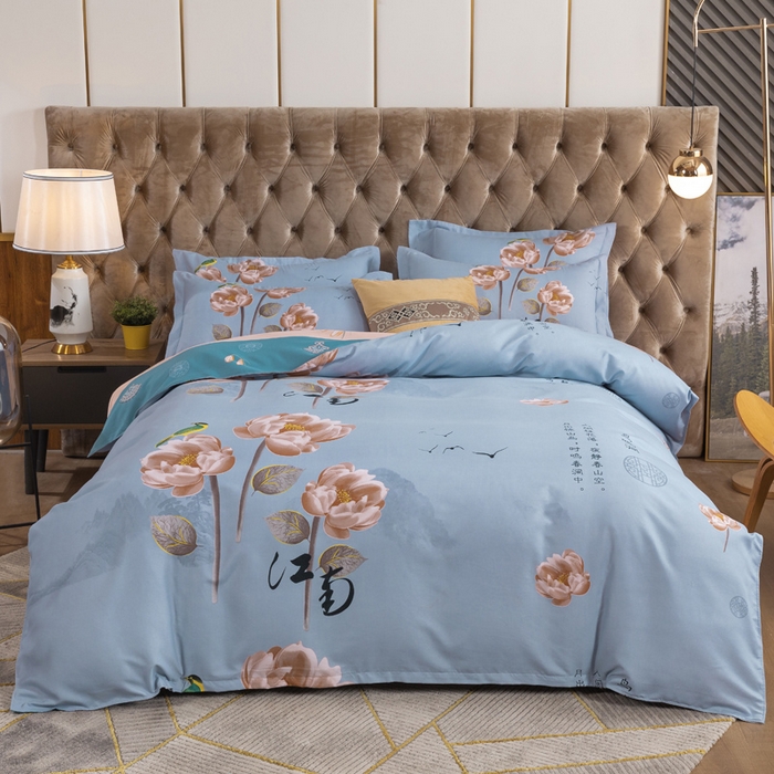 91家纺网 家纺一手货源 找家纺 文黛家居 2025新款-植物羊绒大版花四件套 秋菊