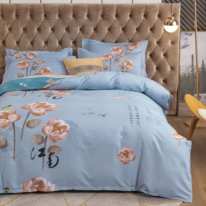 91家纺网 家纺一手货源 找家纺 文黛家居 2025新款-植物羊绒大版花四件套 秋菊