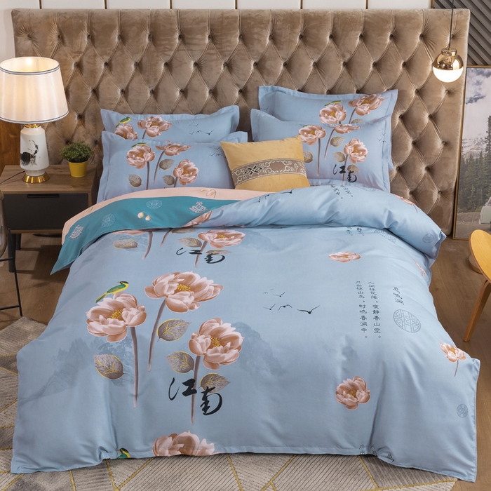 91家纺网 家纺一手货源 找家纺 文黛家居 2025新款-植物羊绒大版花四件套 秋菊