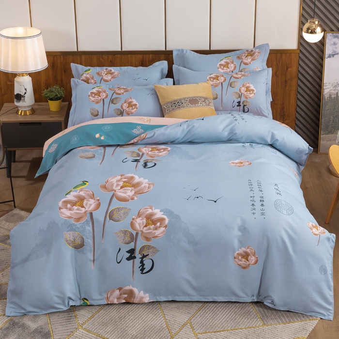 91家纺网 家纺一手货源 找家纺 文黛家居 2025新款-植物羊绒大版花四件套 秋菊