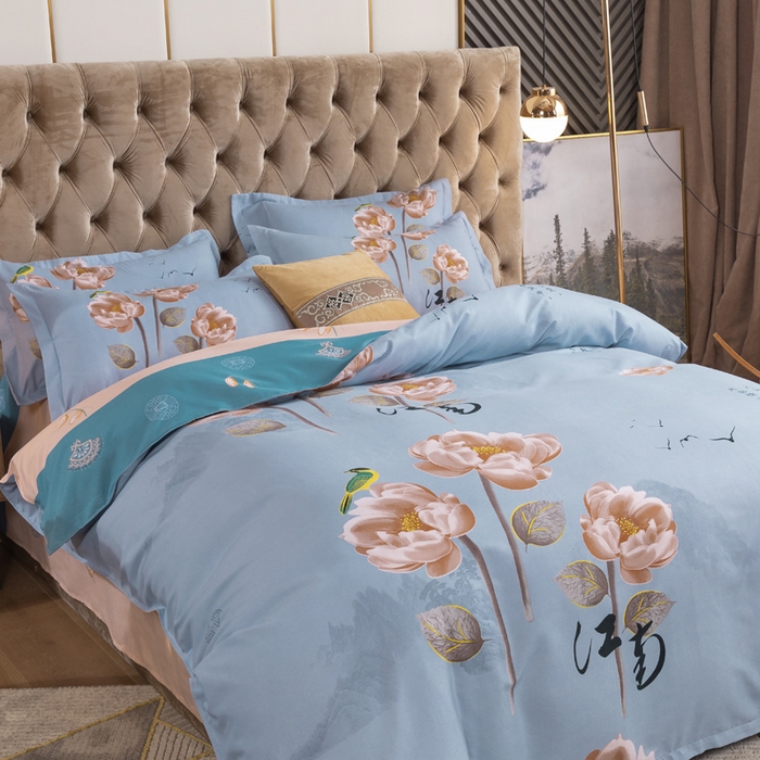 91家纺网 家纺一手货源 找家纺 文黛家居 2025新款-植物羊绒大版花四件套 秋菊