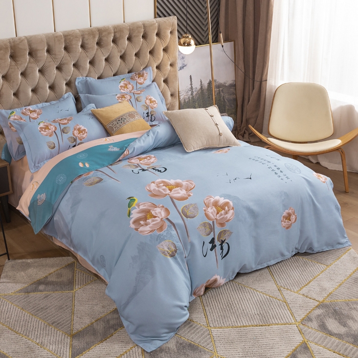 91家纺网 家纺一手货源 找家纺 文黛家居 2025新款-植物羊绒大版花四件套 秋菊