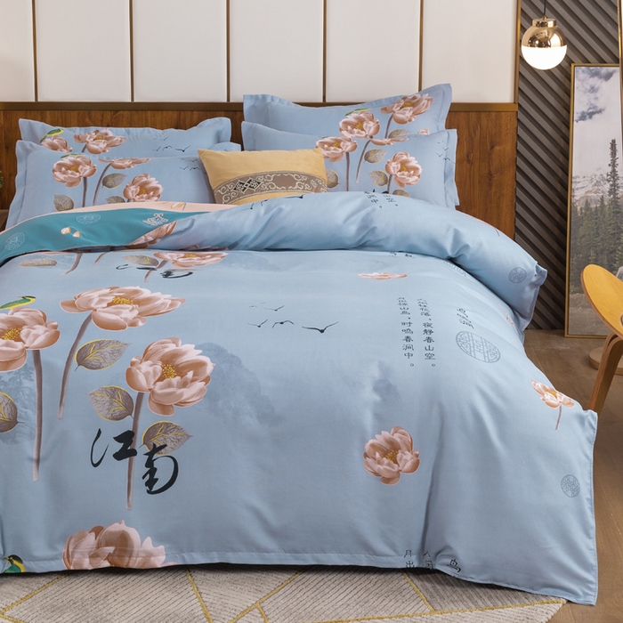 91家纺网 家纺一手货源 找家纺 文黛家居 2025新款-植物羊绒大版花四件套 秋菊