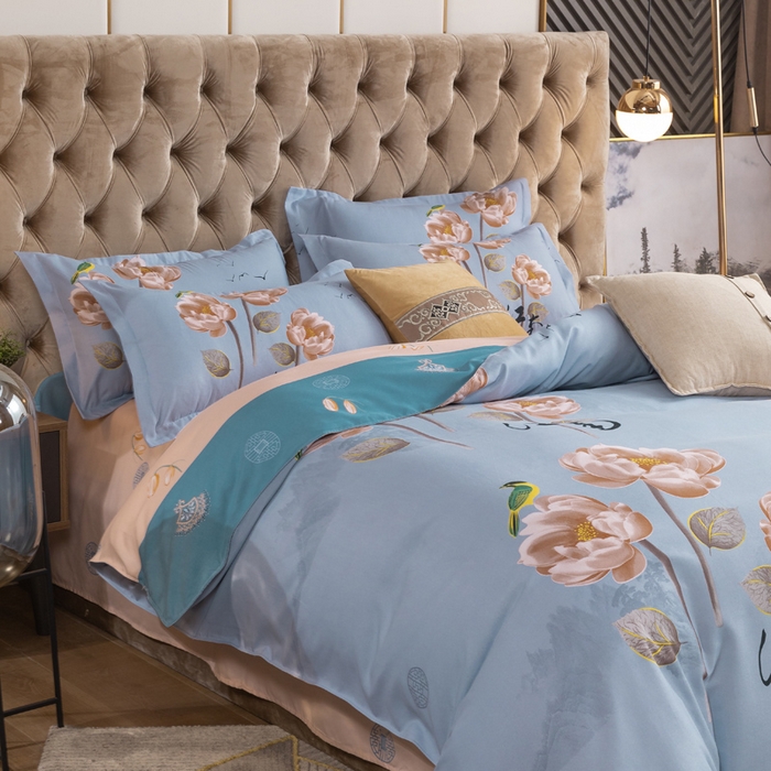 91家纺网 家纺一手货源 找家纺 文黛家居 2025新款-植物羊绒大版花四件套 秋菊