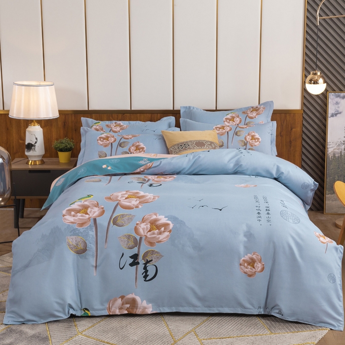 91家纺网 家纺一手货源 找家纺 文黛家居 2025新款-植物羊绒大版花四件套 秋菊