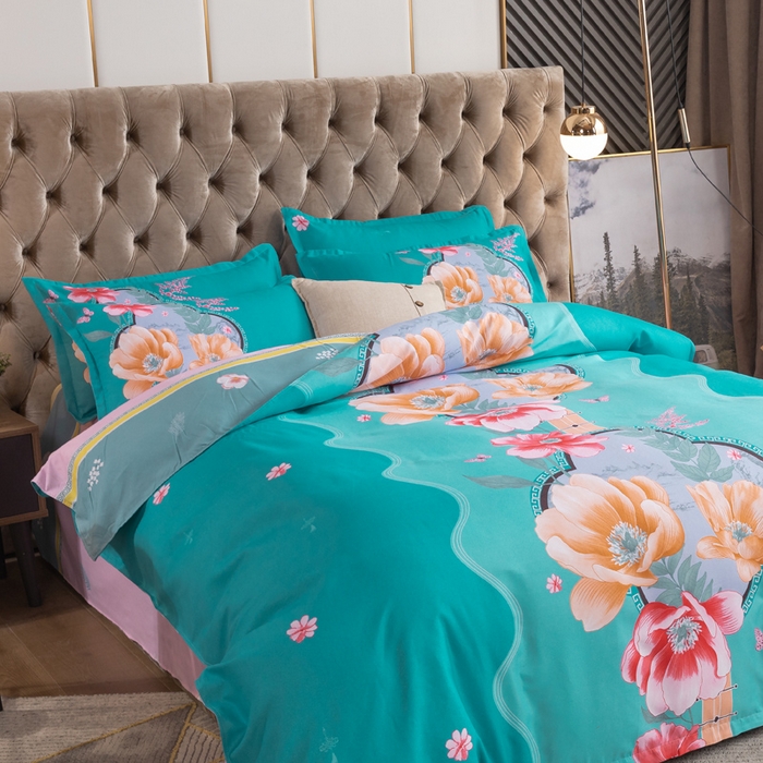 91家纺网 家纺一手货源 找家纺 文黛家居 2025新款-植物羊绒大版花四件套 世外桃源