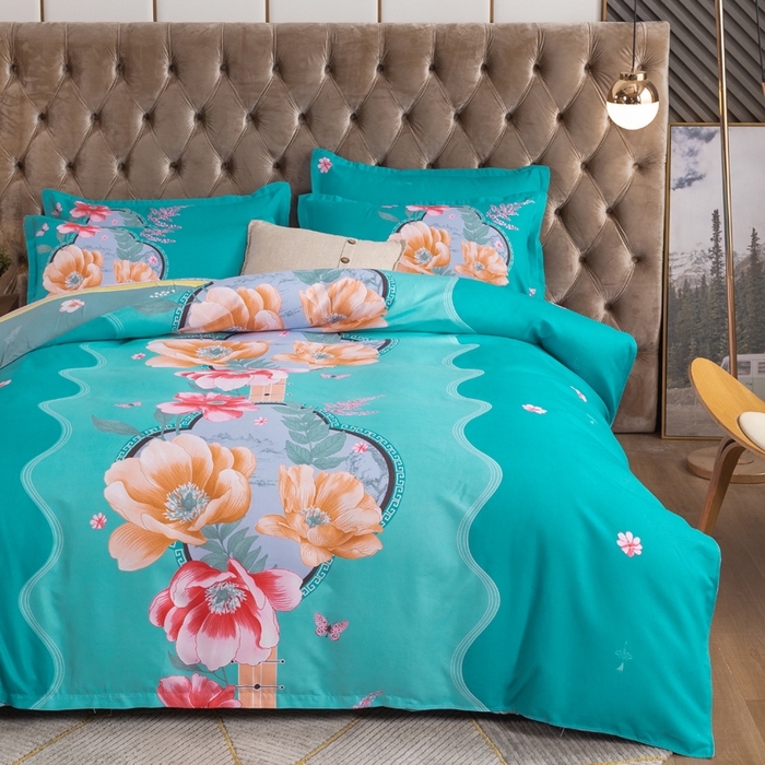 91家纺网 家纺一手货源 找家纺 文黛家居 2025新款-植物羊绒大版花四件套 世外桃源