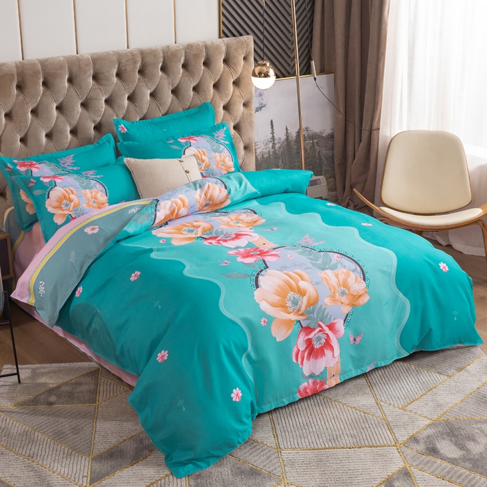 91家纺网 家纺一手货源 找家纺 文黛家居 2025新款-植物羊绒大版花四件套 世外桃源