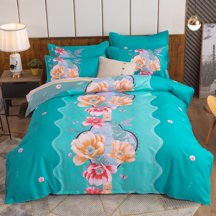 91家纺网 家纺一手货源 找家纺 文黛家居 2025新款-植物羊绒大版花四件套 世外桃源