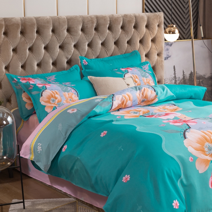 91家纺网 家纺一手货源 找家纺 文黛家居 2025新款-植物羊绒大版花四件套 世外桃源