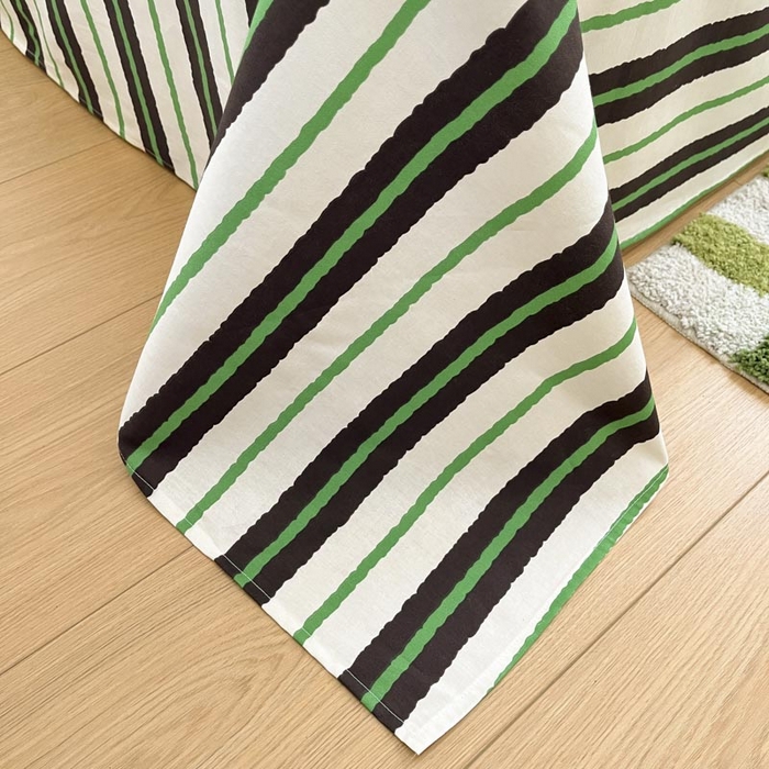 91家纺网 家纺一手货源 找家纺 泽西家纺+V17798841158发大图 2025新品全棉毛巾绣多巴胺条纹纯棉四件套三件套 小象贝格-米黄