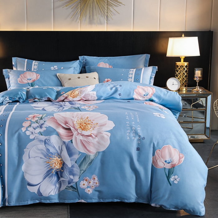 91家纺网 家纺一手货源 找家纺 文黛家居 2025新款-植物羊绒大版花四件套 冰心玉骨