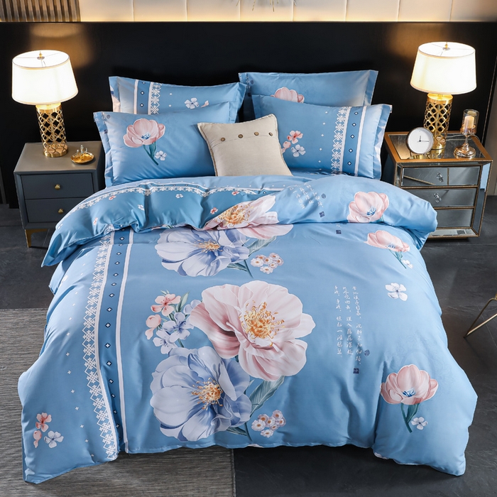 91家纺网 家纺一手货源 找家纺 文黛家居 2025新款-植物羊绒大版花四件套 冰心玉骨