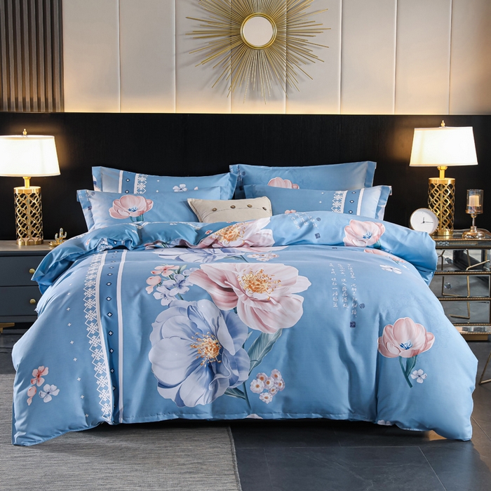 91家纺网 家纺一手货源 找家纺 文黛家居 2025新款-植物羊绒大版花四件套 冰心玉骨