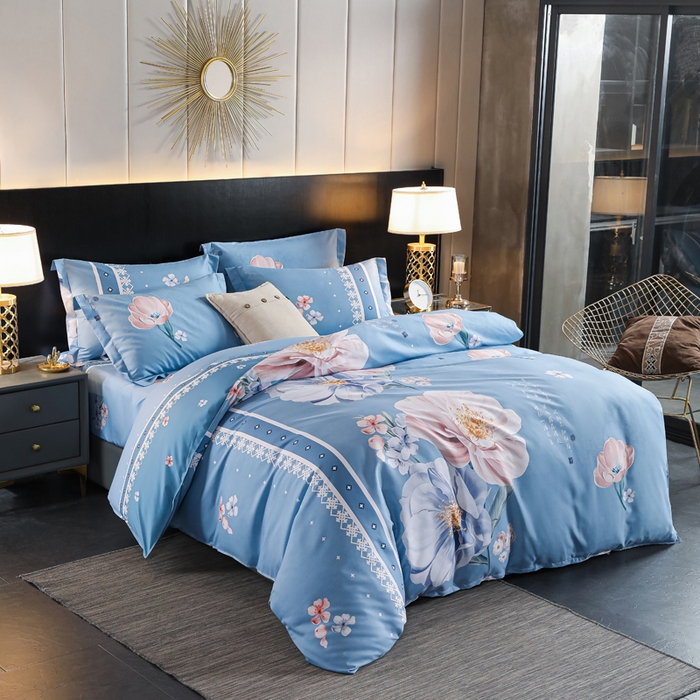 91家纺网 家纺一手货源 找家纺 文黛家居 2025新款-植物羊绒大版花四件套 冰心玉骨