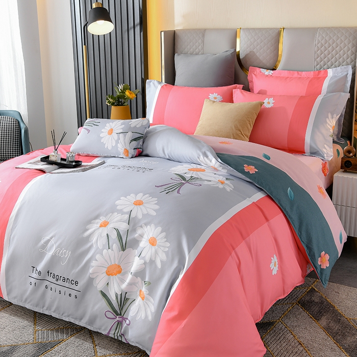 91家纺网 家纺一手货源 找家纺 文黛家居 2025新款-植物羊绒大版花四件套 雏菊花