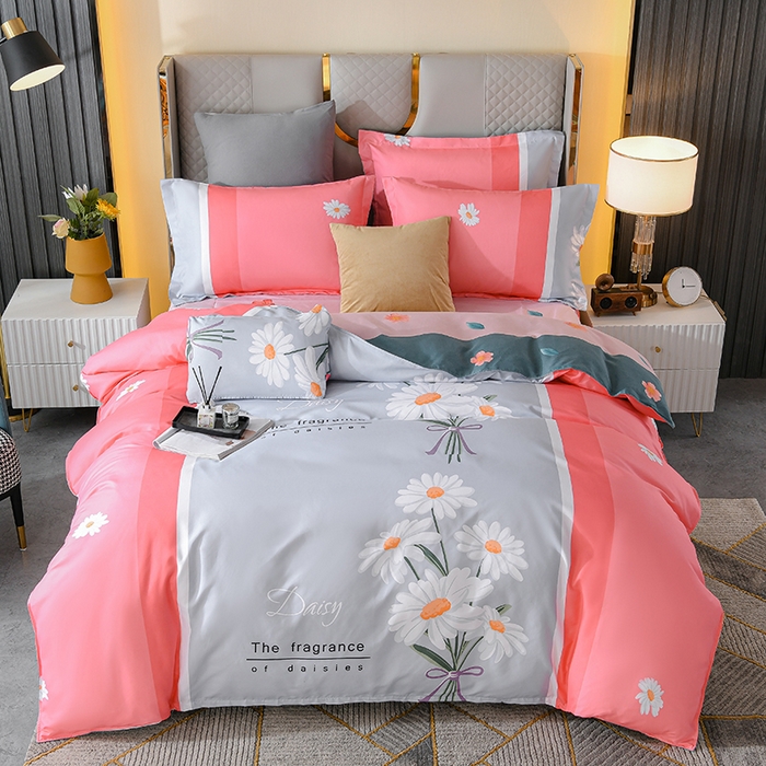 91家纺网 家纺一手货源 找家纺 文黛家居 2025新款-植物羊绒大版花四件套 雏菊花