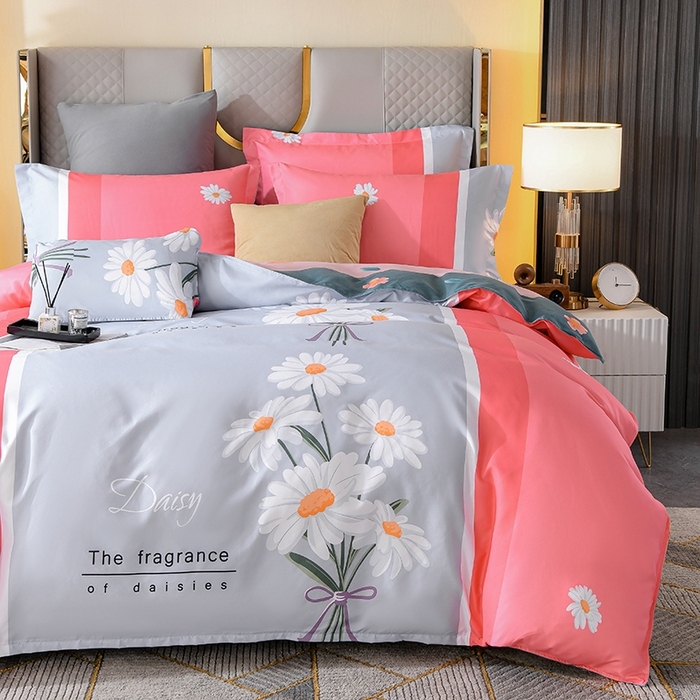 91家纺网 家纺一手货源 找家纺 文黛家居 2025新款-植物羊绒大版花四件套 雏菊花