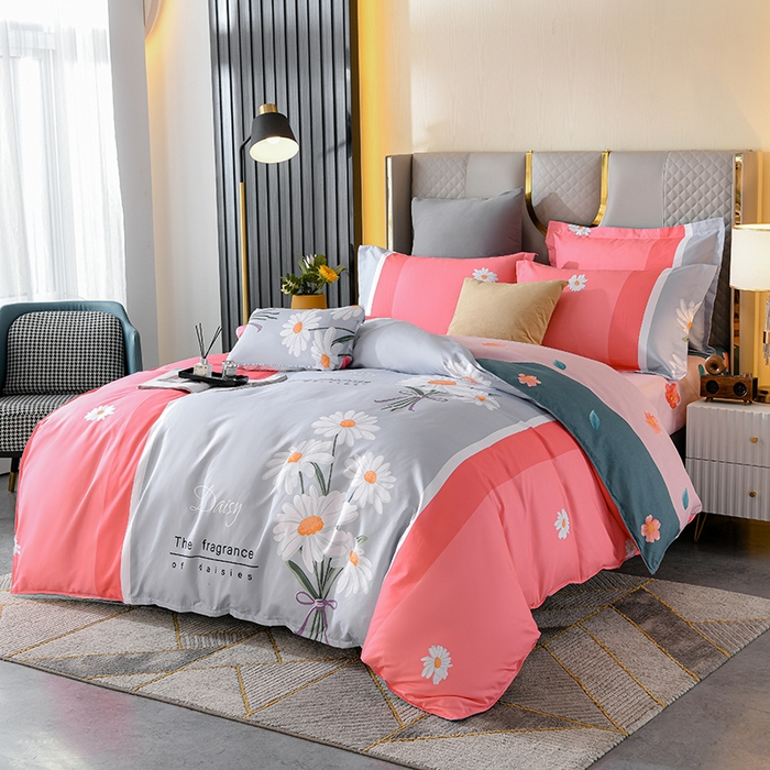 91家纺网 家纺一手货源 找家纺 文黛家居 2025新款-植物羊绒大版花四件套 雏菊花