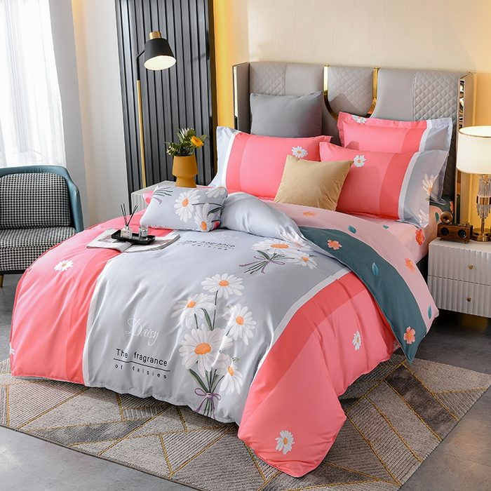 91家纺网 家纺一手货源 找家纺 文黛家居 2025新款-植物羊绒大版花四件套 雏菊花