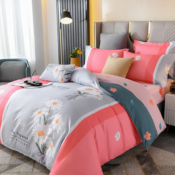 91家纺网 家纺一手货源 找家纺 文黛家居 2025新款-植物羊绒大版花四件套 雏菊花