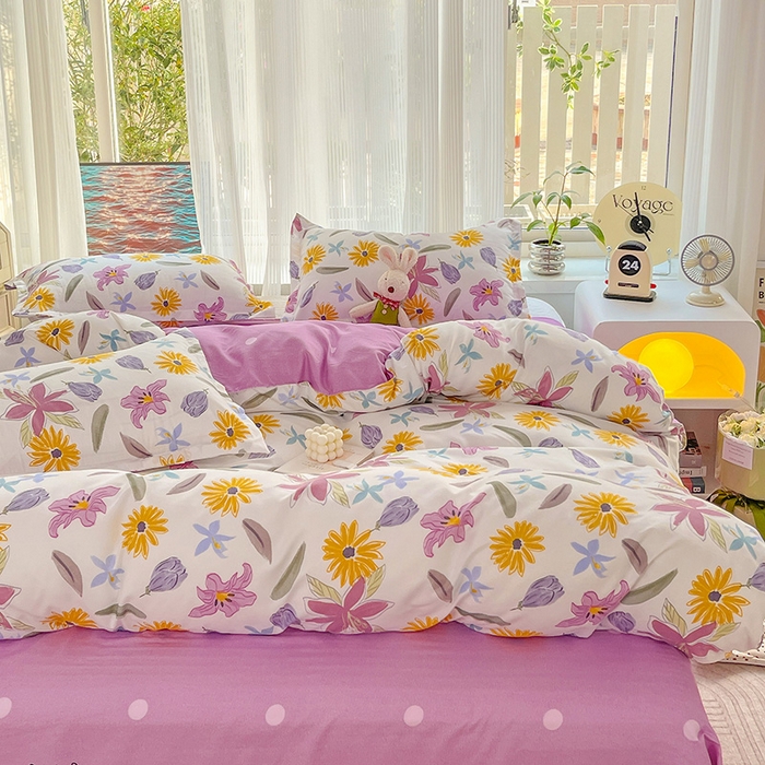 91家纺网 家纺一手货源 找家纺 文黛家居 2025新款植物羊绒小版花四件套 紫韵花开