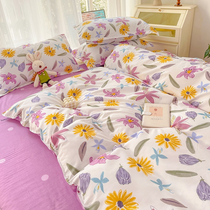 91家纺网 家纺一手货源 找家纺 文黛家居 2025新款植物羊绒小版花四件套 紫韵花开