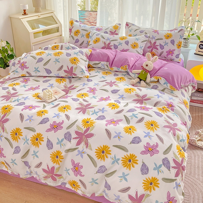 91家纺网 家纺一手货源 找家纺 文黛家居 2025新款植物羊绒小版花四件套 紫韵花开