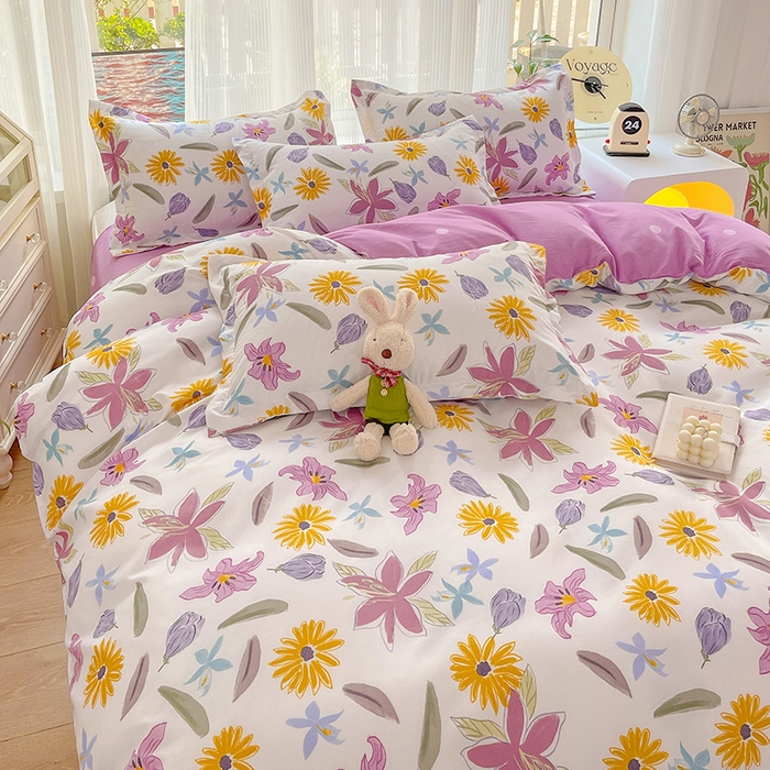 91家纺网 家纺一手货源 找家纺 文黛家居 2025新款植物羊绒小版花四件套 紫韵花开