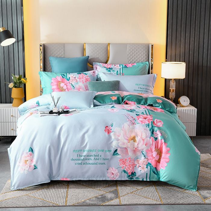 91家纺网 家纺一手货源 找家纺 文黛家居 2025新款-植物羊绒大版花四件套 花花世界