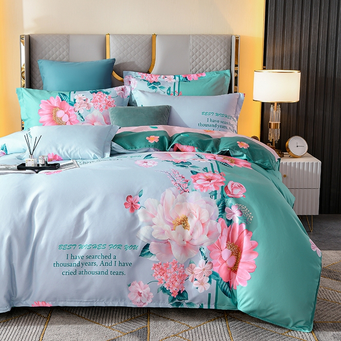 91家纺网 家纺一手货源 找家纺 文黛家居 2025新款-植物羊绒大版花四件套 花花世界