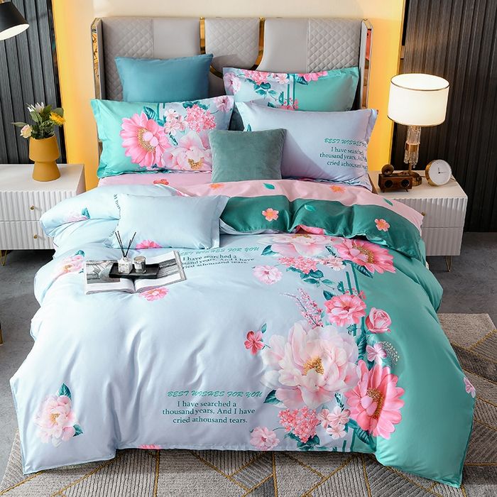 91家纺网 家纺一手货源 找家纺 文黛家居 2025新款-植物羊绒大版花四件套 花花世界