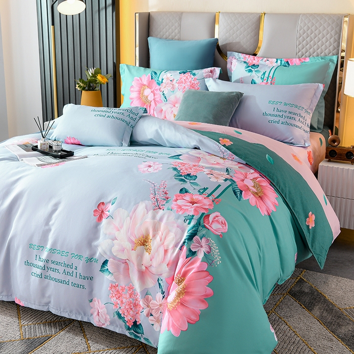 91家纺网 家纺一手货源 找家纺 文黛家居 2025新款-植物羊绒大版花四件套 花花世界