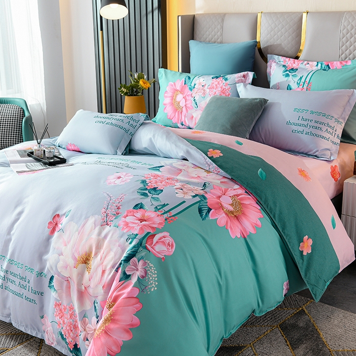 91家纺网 家纺一手货源 找家纺 文黛家居 2025新款-植物羊绒大版花四件套 花花世界