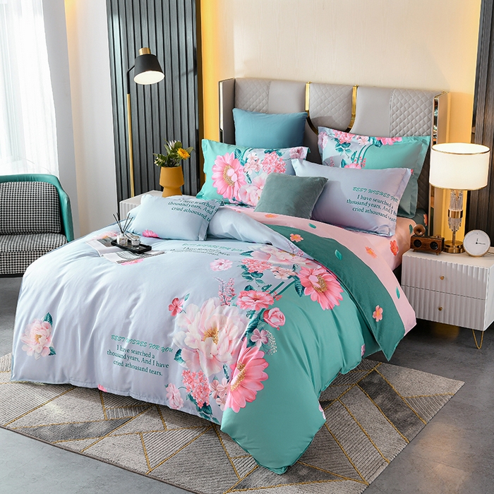 91家纺网 家纺一手货源 找家纺 文黛家居 2025新款-植物羊绒大版花四件套 花花世界